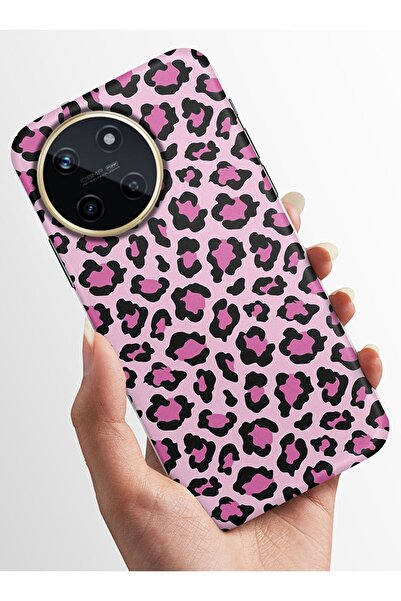 realme 11 Kılıfı Standlı Baskılı Parlak Silikon Kapak - pinkleopar