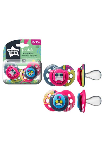 tommee tippee 2 Pack Fun Pacifier 18-36 Months Fuchsia