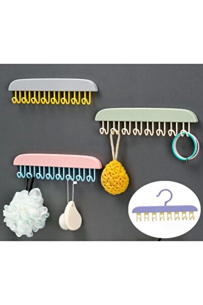 Home Dolap İçi Organizer Çoklu Askı Yapışkanlı ve Kancalı Kullanım Banyo Mutf...