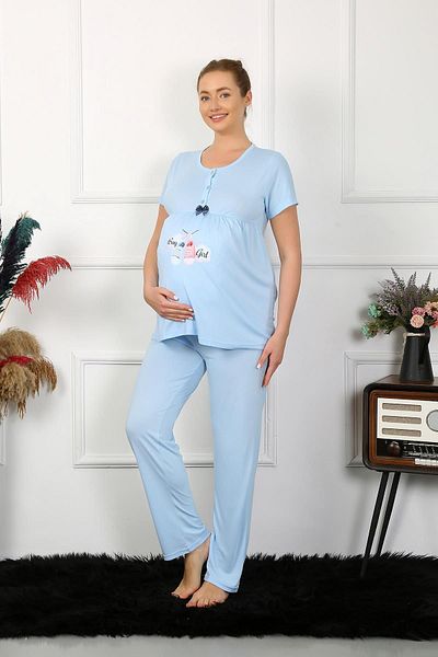 Akbeniz Set pijama albastru pentru maternitate si maternitate - maneca scurta 45210