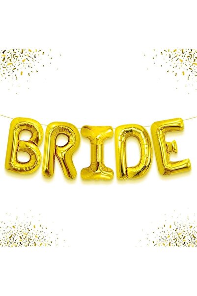 Huzur Party Store Bride Yazılı Folyo Balon Konsept Gold Altın Sarısı Renkli B...