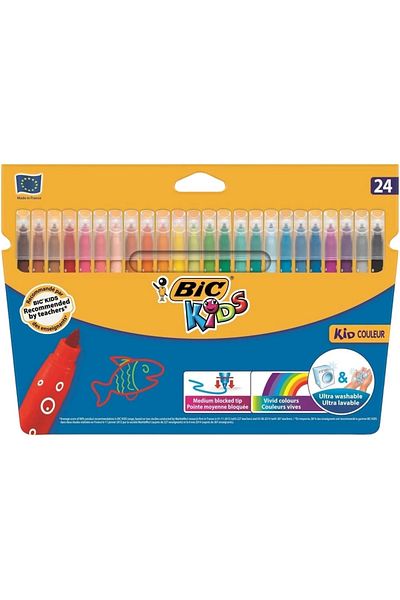 Bic 24 Color Kid Couleur Felt Tip Crayons