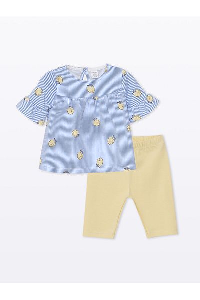 LC Waikiki Striped Crew Neck Blouse and Leggings for Baby Girl - Set of 2