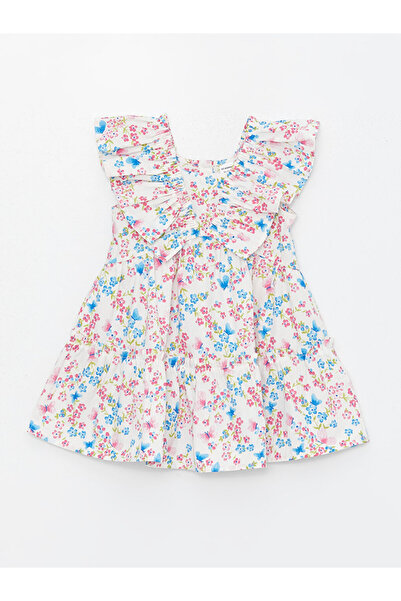 LC Waikiki Φόρεμα με φλοράλ στάμπα με κοντό μανίκι με λαιμόκοψη για κοριτσάκι