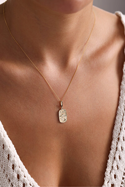 Gianfranco 14 Ayar Altın Yıldız Ay Güneş Heritage Kilitli Charm Kolye