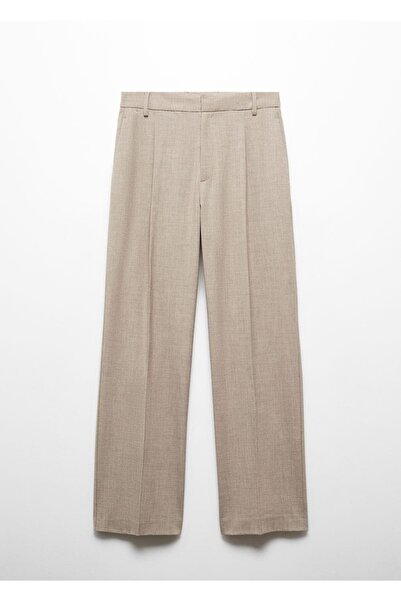 MANGO Woman Düz kesimli kırçıllı pantolon