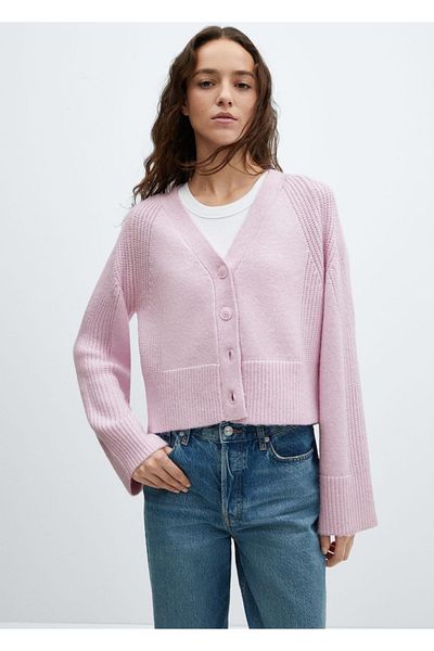 MANGO Woman Strickjacke mit V-Ausschnitt