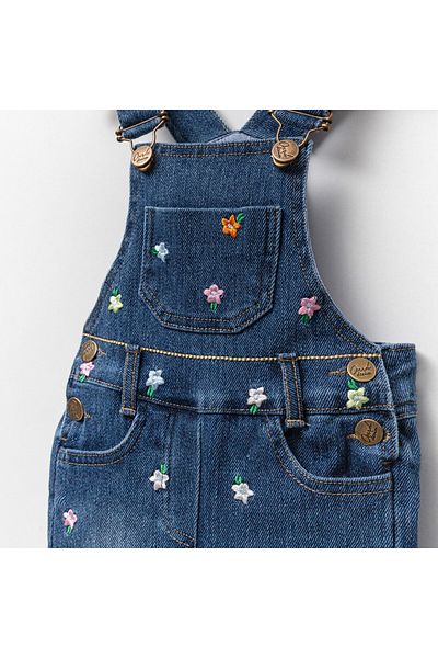 Overdo Girl - Floral Embroidered Denim Salopet