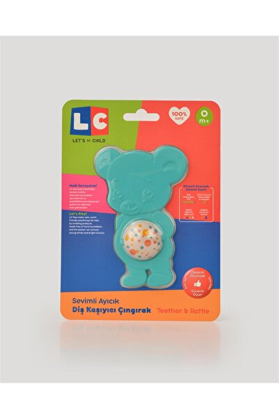 lets be child Lc Sevimli Ayıcık Mavi Diş Kaşıyıcı Çıngırak