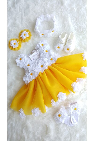 GOLD TEKSTİL فستان بناتي منقوش بزهرة الأقحوان للمناسبات الخاصة