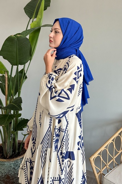 InStyle Indigo Geometric Viscose Dress