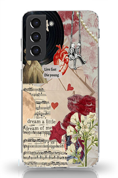 moonset Samsung Galaxy S21 FE Uyumlu Live Fast Kolaj Tasarımlı Baskılı Şeffaf...