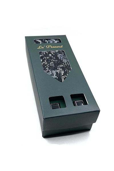 Kravatkolik Black Tie and Cufflinks Gift Set - Os583