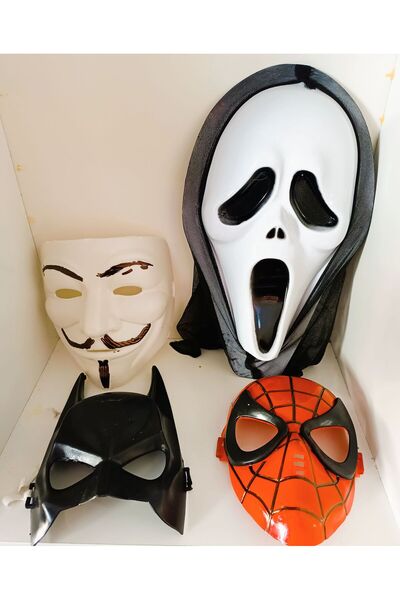 ASLANKAR Vandetta, Spiderman, çığlık & batman maske 4, lü set.