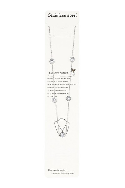 Miniso Yuvarlak Taşlı Çelik Kolye- Gümüş