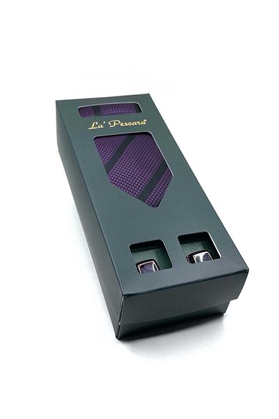 Kravatkolik Purple Tie and Handkerchief Sleeve Gift Set - Os562