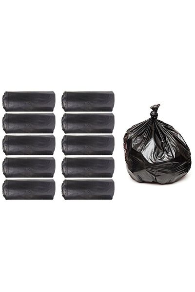 ALMİNA J-350 Jumbo Size Black Garbage Bag - 80x110 Cm, 90 Lt, 10 Rolls, 10 packs