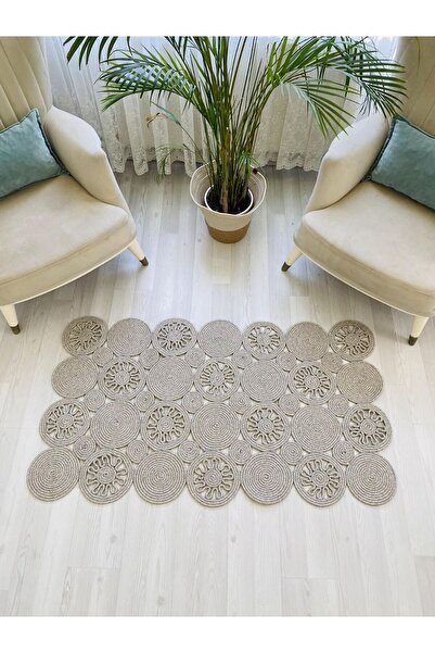 Genel Markalar hasır jüt görünümlü Desenli Modern El Örgüsü dikdörtgen Halı K...