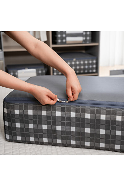 AYHANHOME 2 Pieces Small unDer Base Suitcase - PlaiD Pattern Organizer, Storage anD Storage 30x20x15