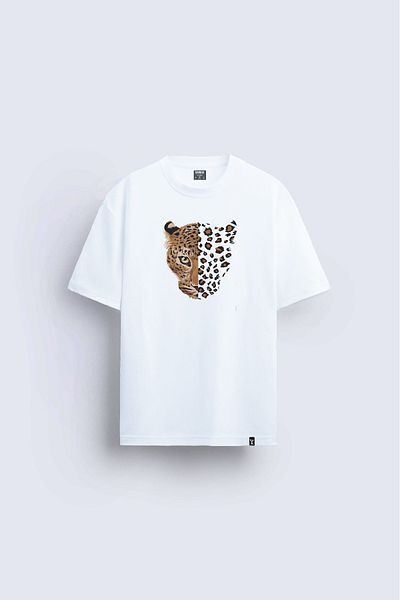 Darkia Crew Neck leopard Printed White T-shirt