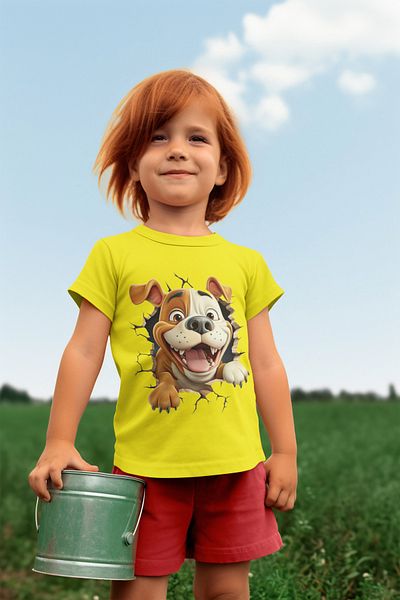MAGORS Tricou pentru copii din bumbac cu imprimeu Sweet Dog - Decolteu, maneca scurta