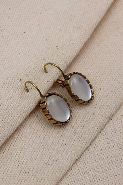 Süspüs Accessories Saydam Beyaz Taşlı Otantik Oval Küpe