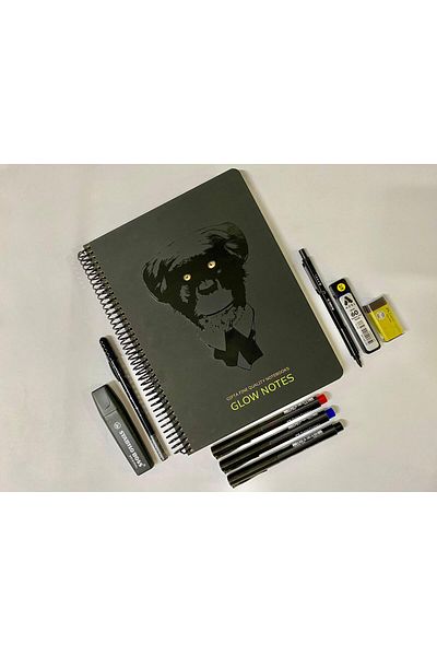 MİRAYOFİSKIRTASİYE 19.26 Size Glow Stationery Set - Glittered Versatil Roller, Tip Eraser NotebooK Marker
