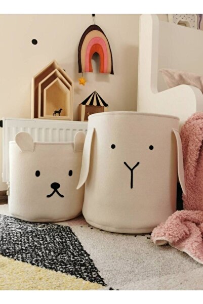 Woll Tasarım Sevimli Beyaz Renk 2'li Bebek Ve Çocuk Odası Çamaşır Ve Oyuncak ...