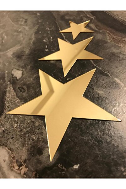 TASARIM TABELA Dekoratif Ayna Pleksi Yıldız 3lü Set