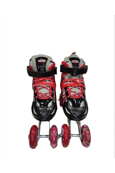 Karsan Toys Children's Roller Skates Adjustable 2+2 Lighted Metal Training Skates with Carrying Bag