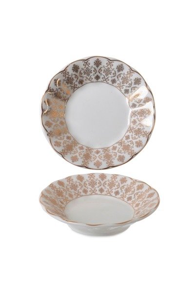 İpek Porselen Porselen Çay Tabağı (GOLD  MOTİFLİ) 6 Adet (5530)