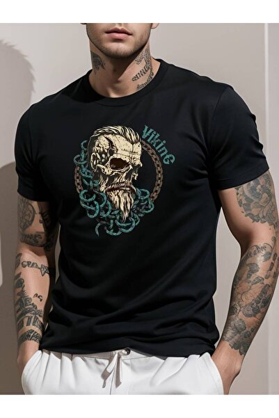 l'eivor Tricou pentru bărbați - Design și imprimeu cu craniu viking