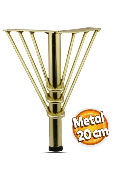 Moda Power MODA TELLİ Tv Ünitesi Koltuk Ayağı 20 Cm Gold Metal Baza Ayak 2 Adet