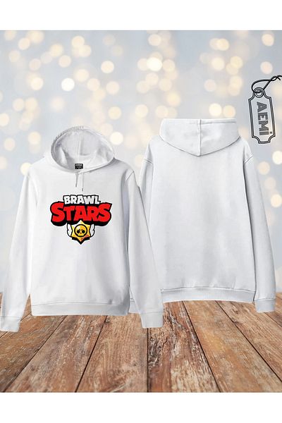 AEMİ Hanorac oversize din bumbac cu glugă, unisex, imprimat Brawl Stars