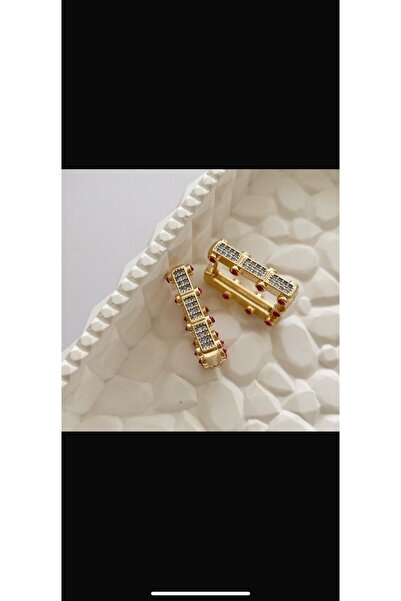 byNICCE Çelik Leyla Rectangular Earrings with Stones