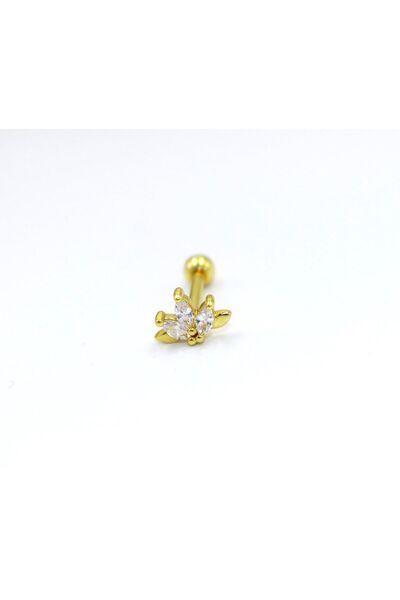 agbtasarım Zircon Stone Lotus Figured Piercing - Helix, Lobe, Nostril, Tragus Cartilage and Nose Design