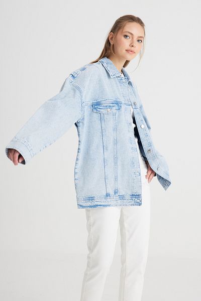 WRANGLER Relaxed Fit Wide Cut 100% Cotton Light Blue Jean Jeans Jacket