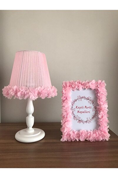 Keçeli parti hayalleri Bebek Çocuk Odası Abajur Ve Çerçeve Pembe Çiçekli