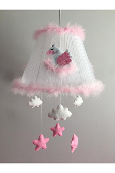 Keçeli parti hayalleri Bebek Çocuk Odası Avize Kuğu Pembe Beyaz Gümüş Bulut Y...