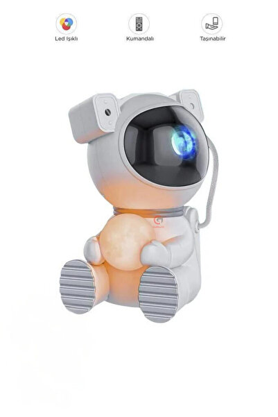 GoMarkt Uzaktan Kumandalı Astronot Projektör Gece Lambası Beyaz