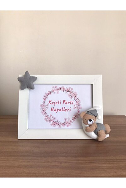 Keçeli parti hayalleri إطار غرفة الأطفال الرضع القمر تيدي بير ستار بني رمادي