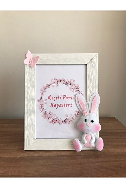 Keçeli parti hayalleri إطار غرفة الأطفال الرضع على شكل أرنب وردي فاتح وأبيض