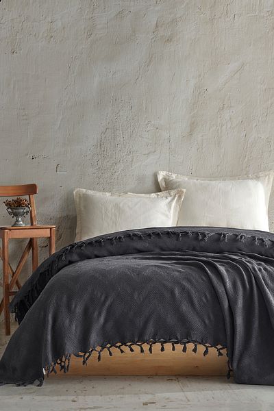 Cotanique Smoke Color River Bedspread - 220 X 240 cm