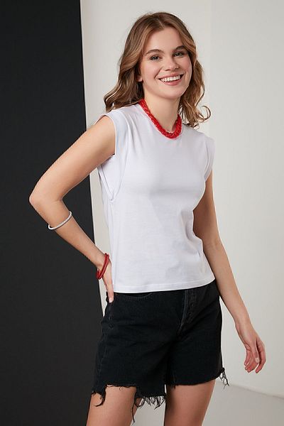 Lela Αμάνικο μπλουζάκι από βαμβακερό λαιμό πλήρωμα - Basic Model5864201