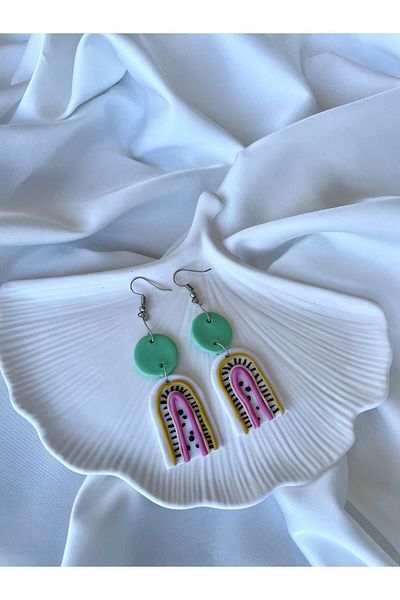 TREND Miyamila Collection Scattered Lines Model Elegant Colorful Polymer Earrings