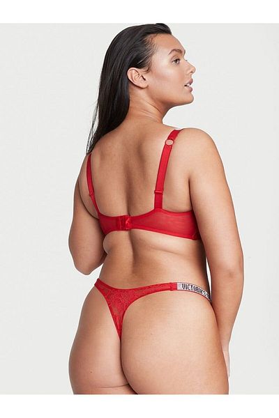 Victoria's Secret Chiloți tanga din dantelă cu bretele strălucitoare