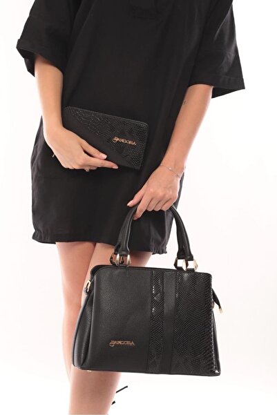 Pandora Bags Alfa Model Black Bag and Wallet Set