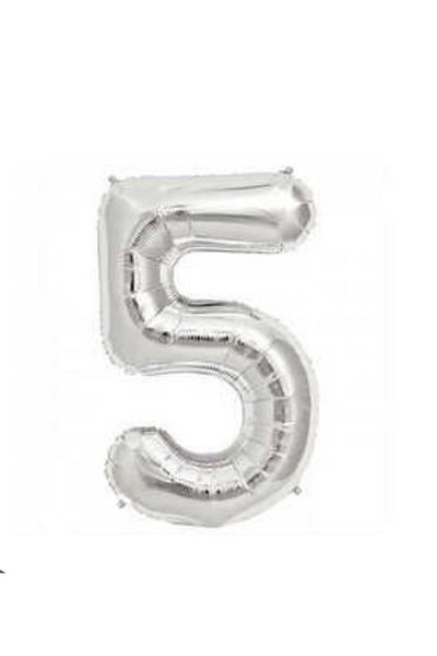 Deniz Party Store MEDIUM SIZE 76-80 CM SILVER ( 5 ) FIVE FIGURES FOIL BALLON