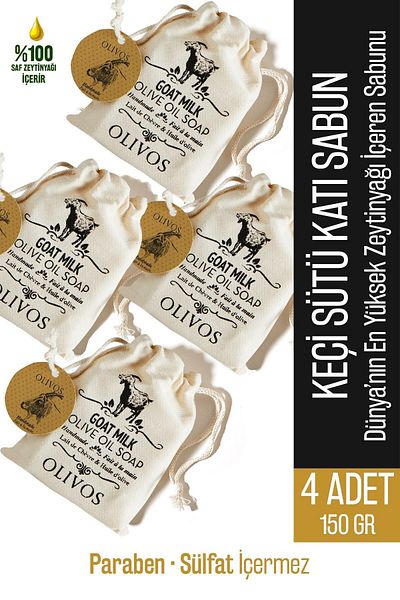 Olivos Natural Goat Milk and Olive Oil 4 Pieces 150 Gr Pouch Soap - Gift