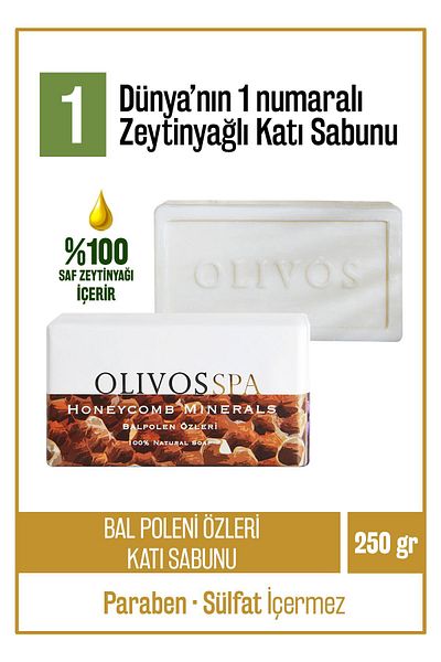 Olivos 100% Natural Spa Series Solid Soap with Honey Pollen Extract and Olive Oil Hand Soap Moisture Balancing 250 gr